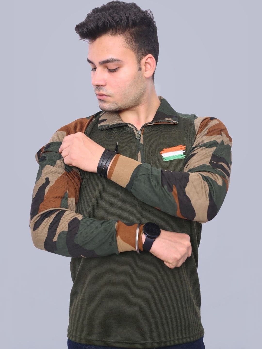 Para Trooper Men Camouflage Colourblocked Polo Collar Pockets T-shirt - view 1