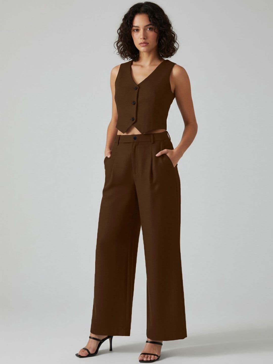 glitchez V-Neck Sleeveless Waistcoat & Trousers Co-Ords - view 1