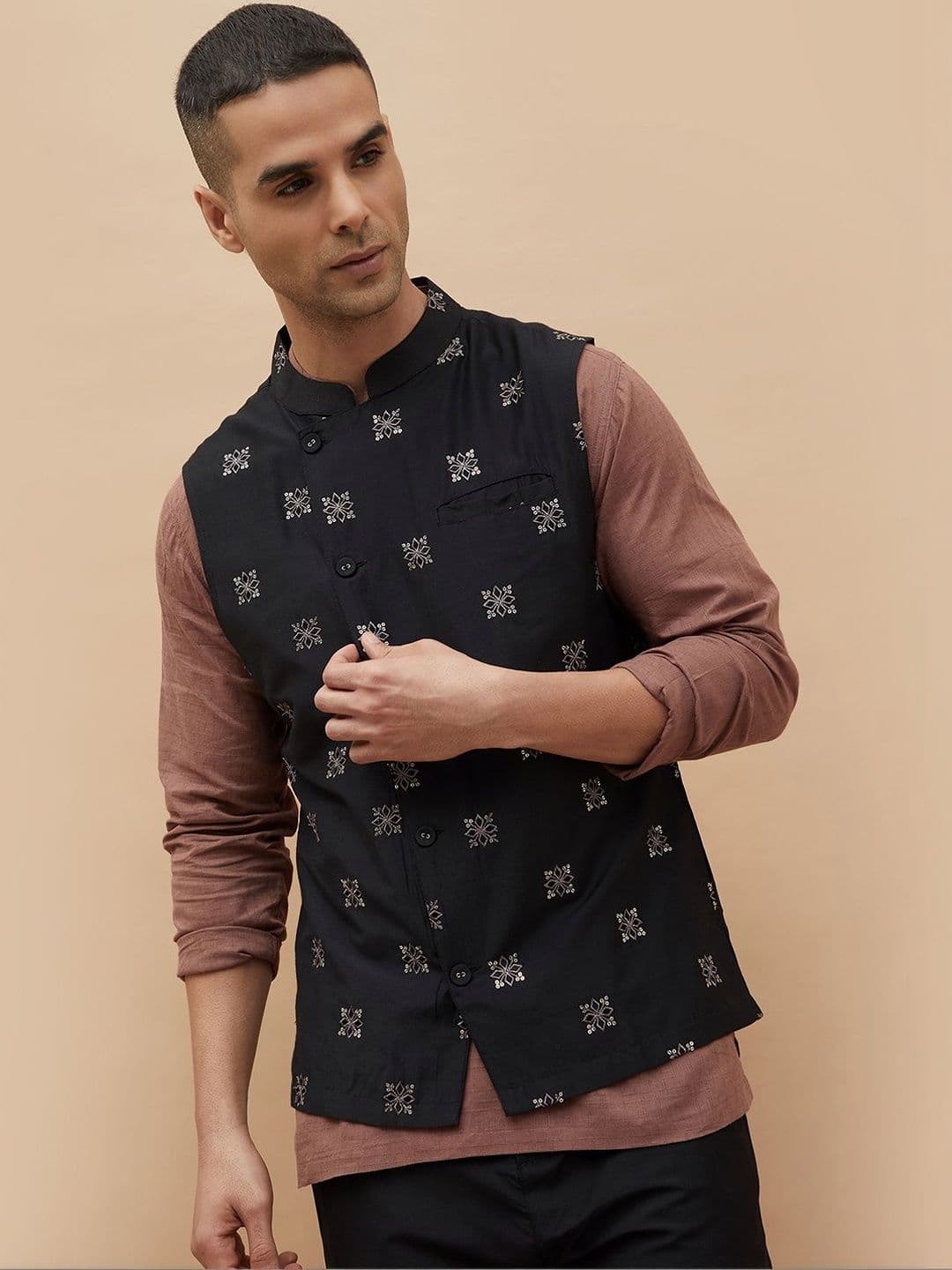 Melange by Lifestyle Men Woven with Embroidered Jacket - view 1