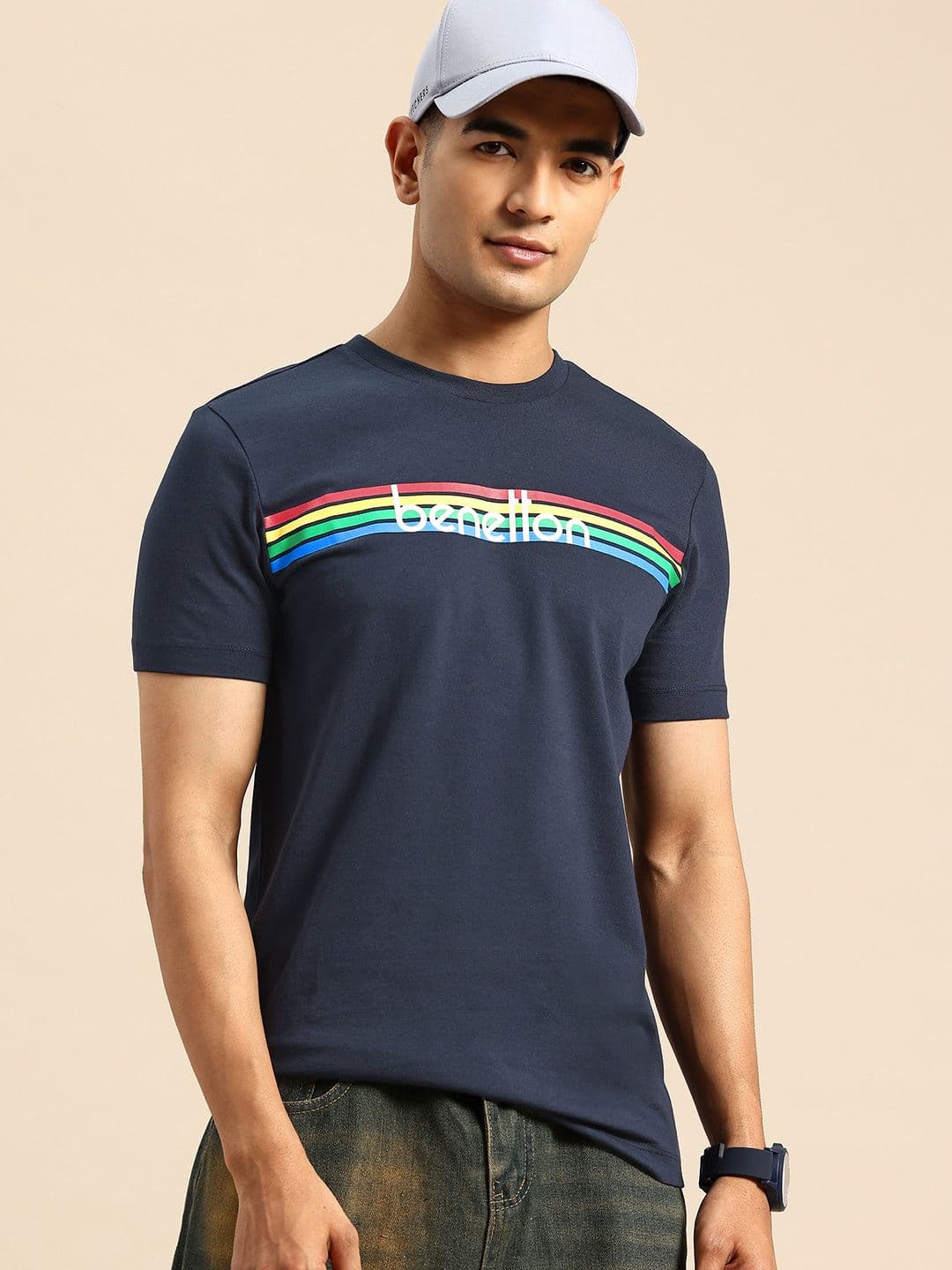 United Colors of Benetton Brand Logo Striped T-shirt - view 1