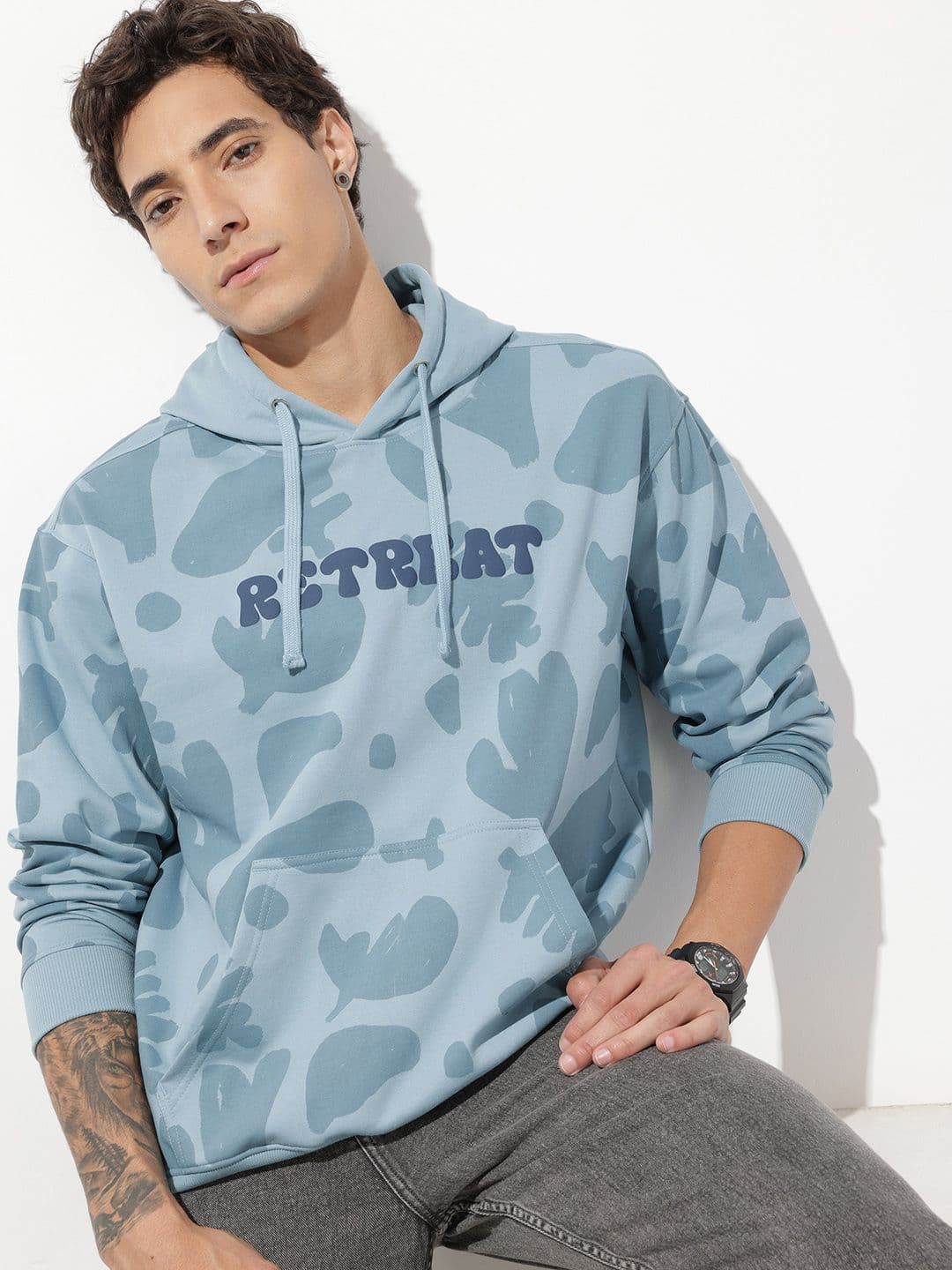 The Roadster Life Co. Abstract Printed Hooded Sweatshirt - view 1