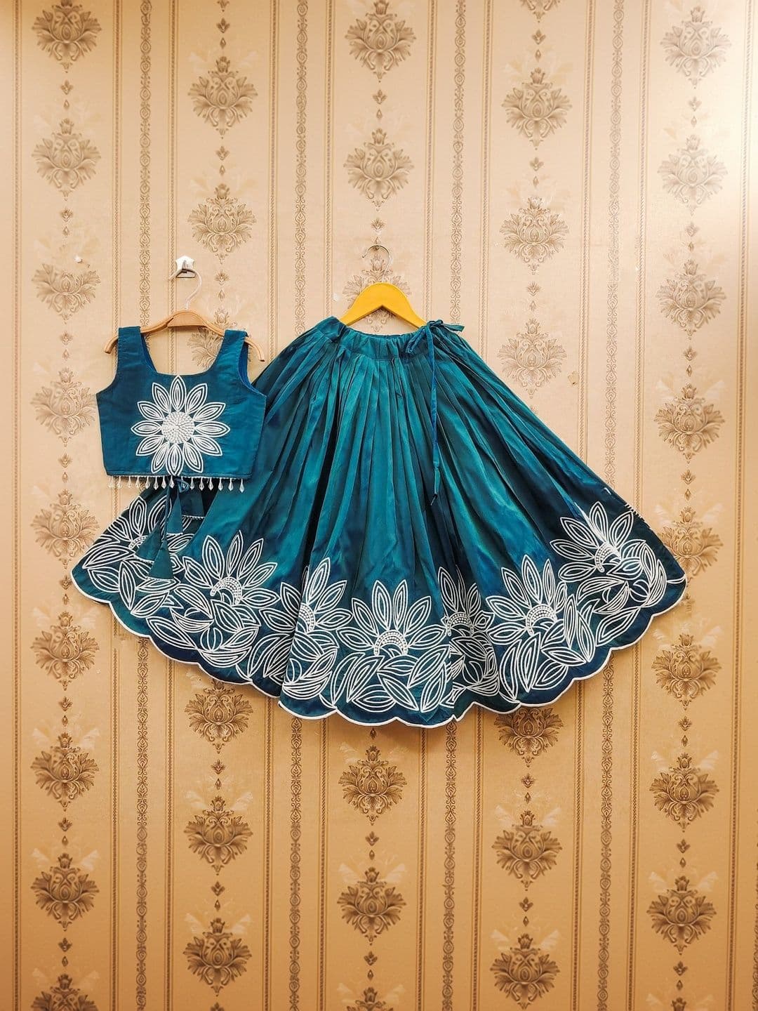 Sangria Girls Embroidered Round Neck Flared Lehenga With Choli - view 1