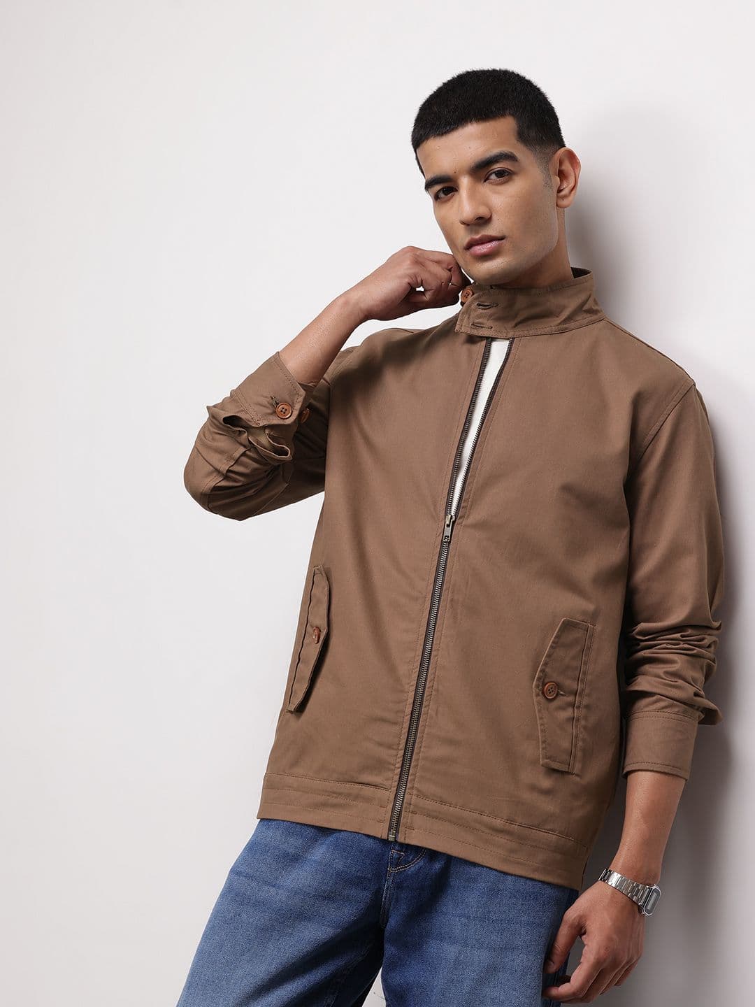 ether Mock Collar Pure Cotton Tailored Jacket - view 1