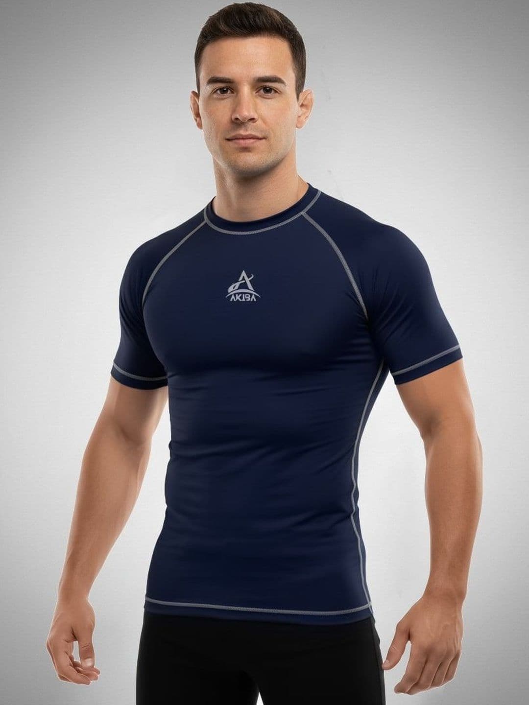 AKIBA Men Brand Logo Moisture Wicking Compression T-shirt - view 1
