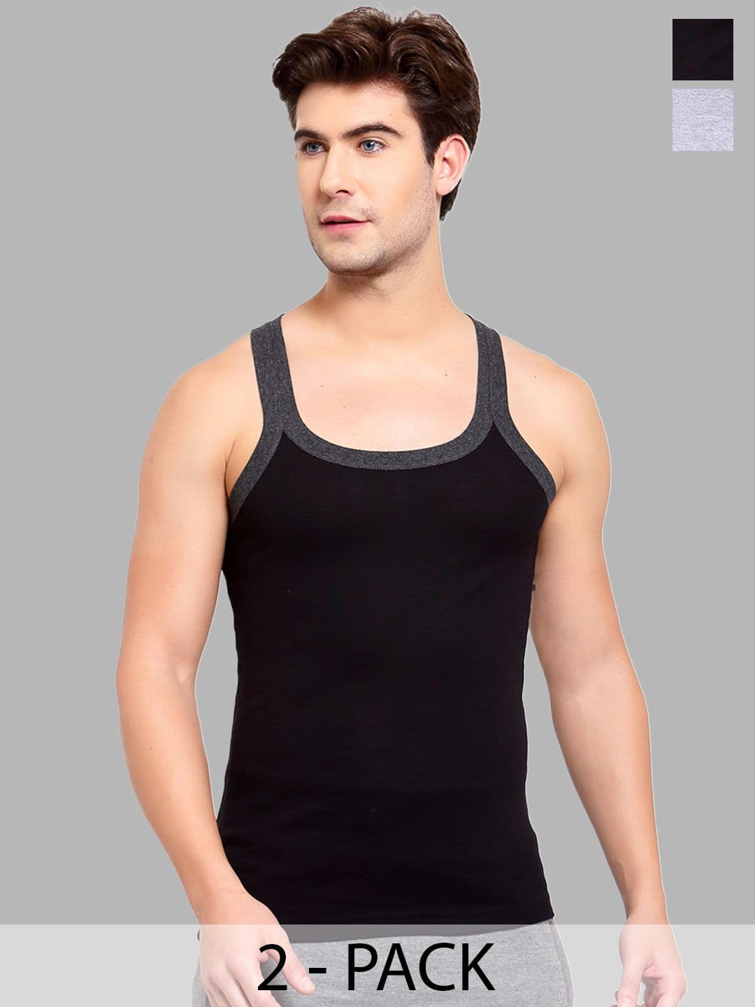 MACHO Pack Of 2 Combed Cotton Assorted Gym Innerwear Vests - view 1