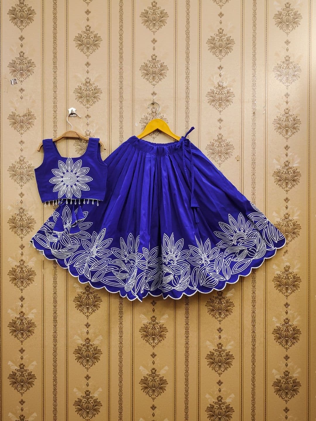 Sangria Girls Embroidered Round Neck Flared Lehenga With Choli - view 1