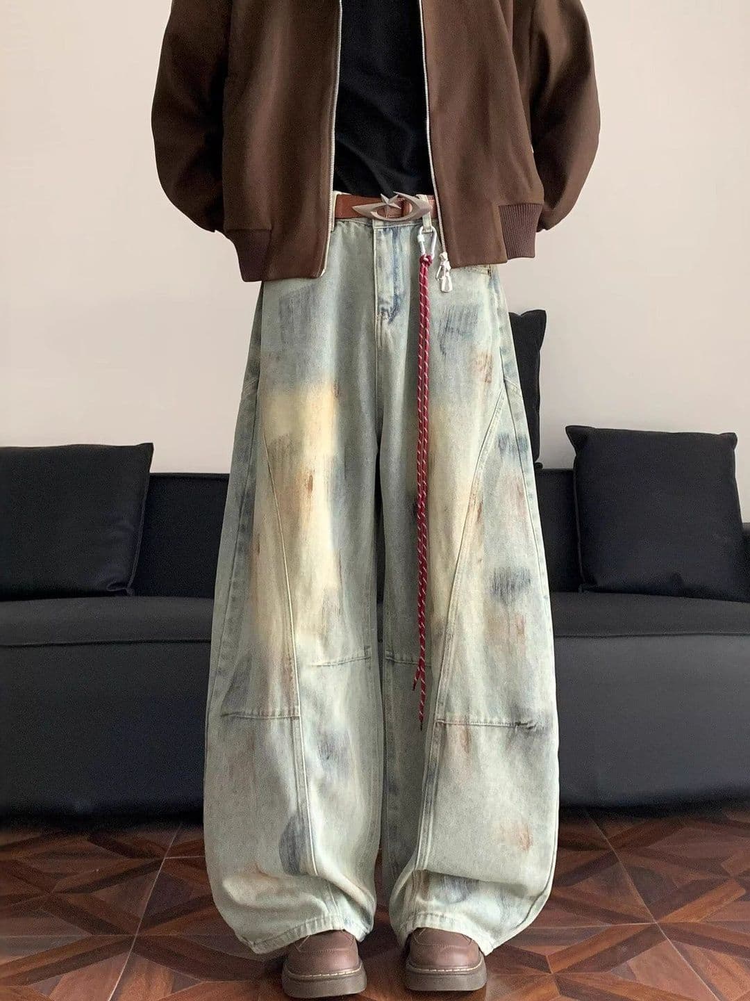 StyleCast x Revolte Men Wide Leg Low-Rise Light Fade Jeans - view 1