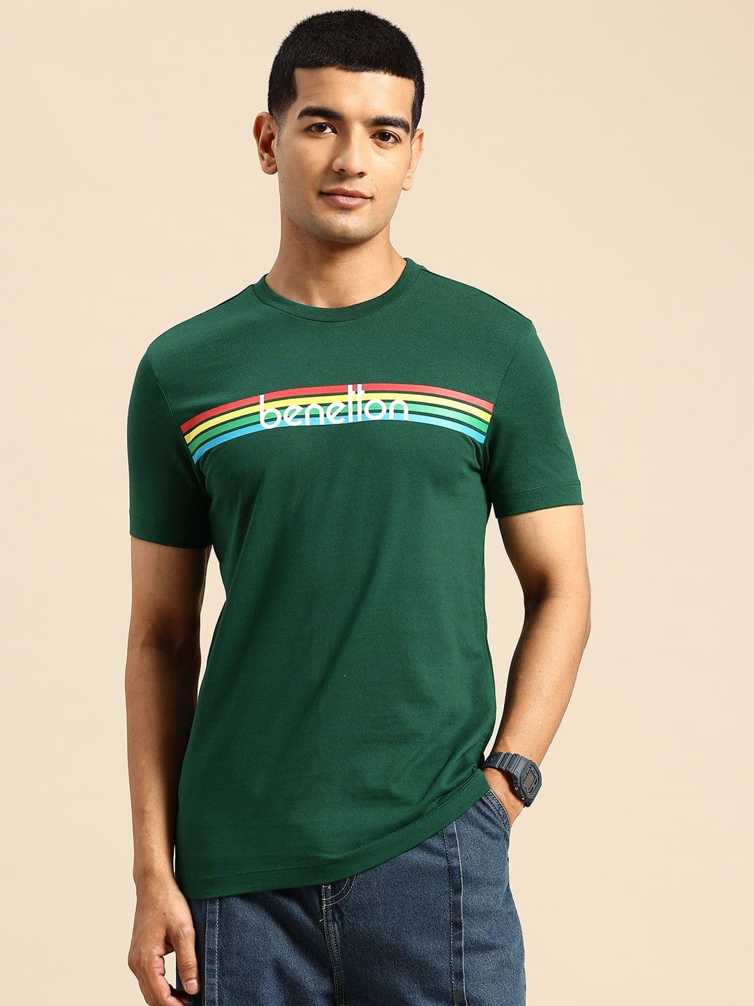 United Colors of Benetton Brand Logo Striped T-shirt - view 1
