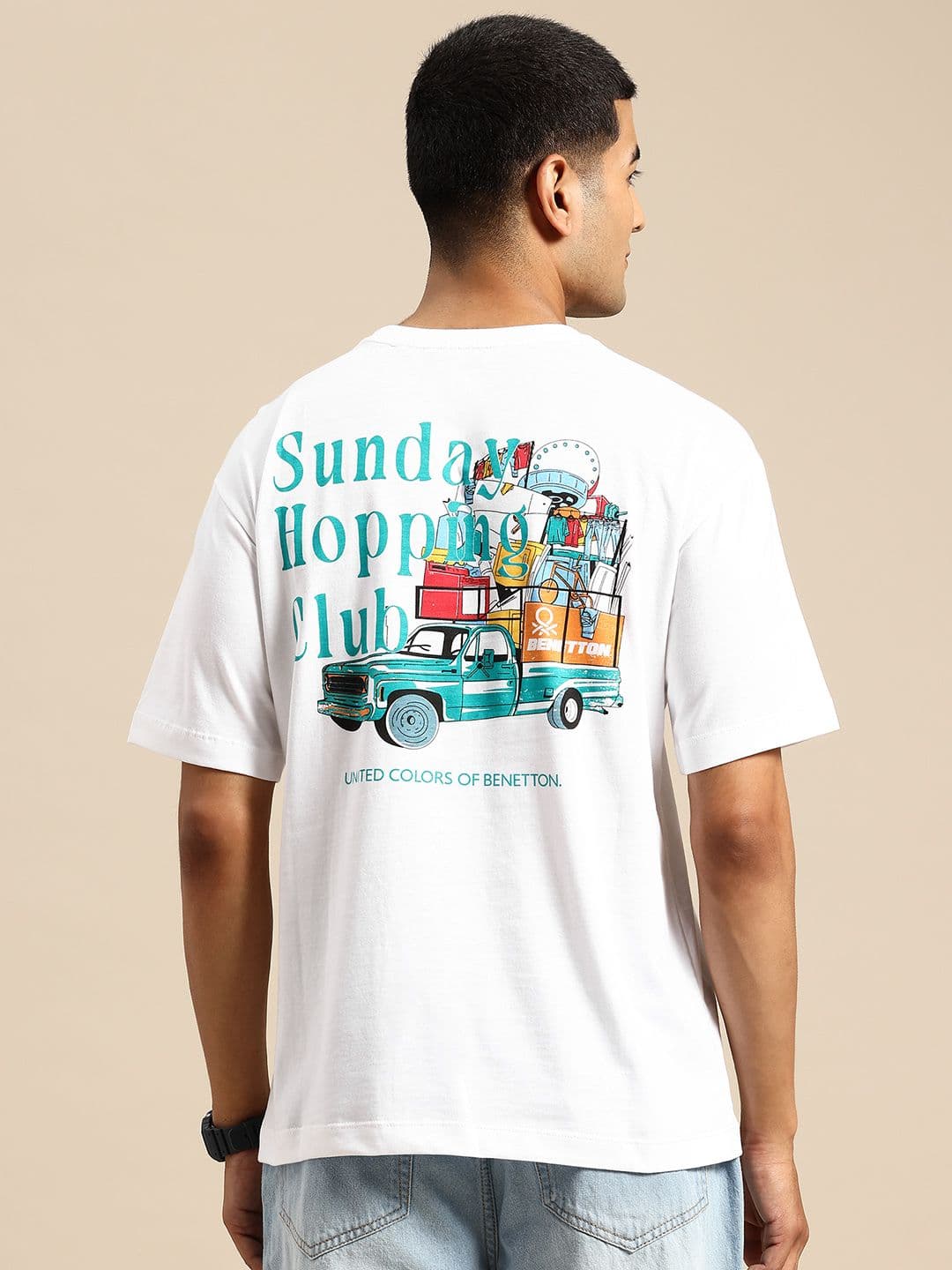 United Colors of Benetton Typography Printed Drop-Shoulder Sleeves T-shirt - view 1