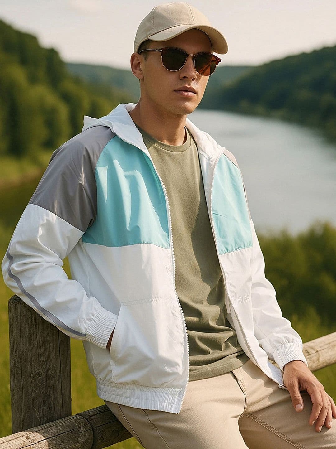 Bewakoof AIR Colourblocked Hooded Windcheater Jacket - view 1