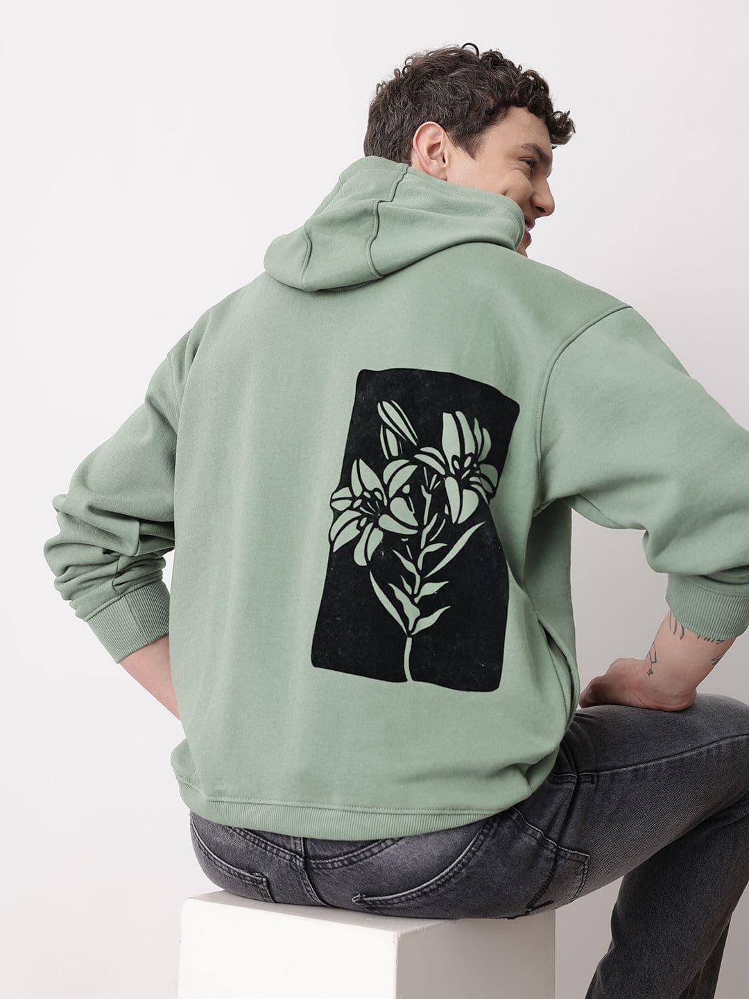 Mast & Harbour Oversized Printed Hooded Sweatshirt - view 1