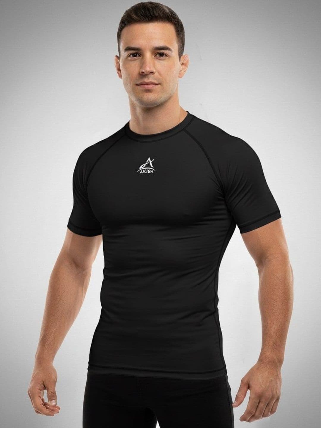 AKIBA Men Brand Logo Printed Moisture Wicking Compression T-shirt - view 1