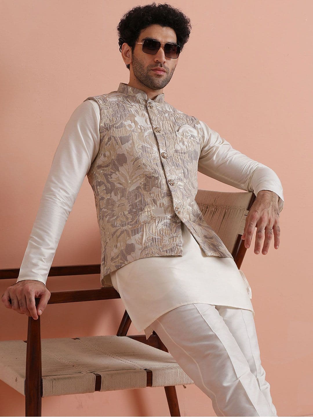 KISAH Floral Printed Nehru Jacket - view 1