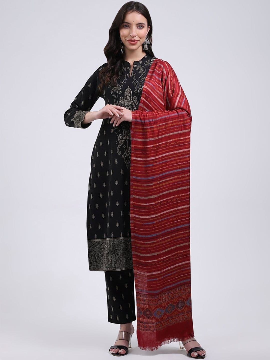 Monte Carlo Women Striped Printed Shawl - view 1