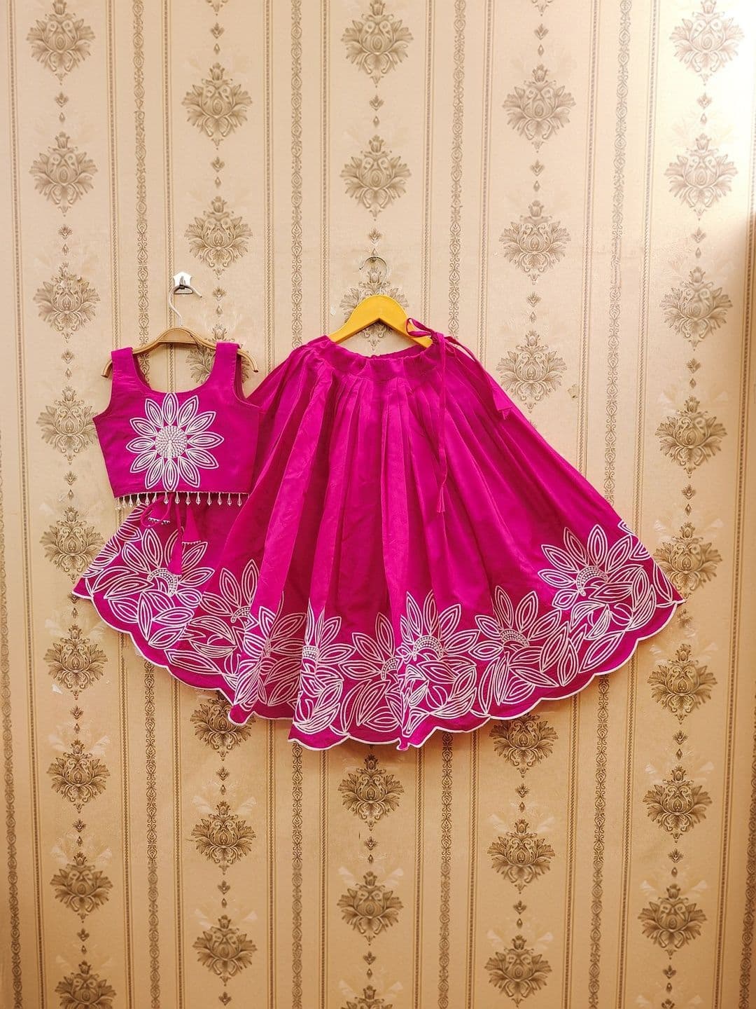 Sangria Girls Embroidered Round Neck Flared Lehenga With Choli - view 1