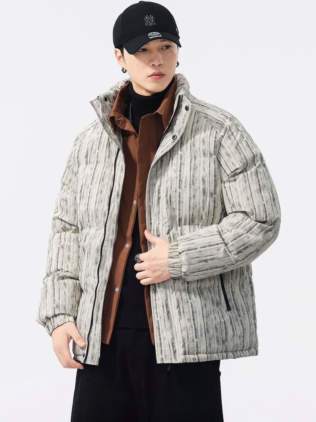 Mast & Harbour Men Striped Puffer Jacket - view 1