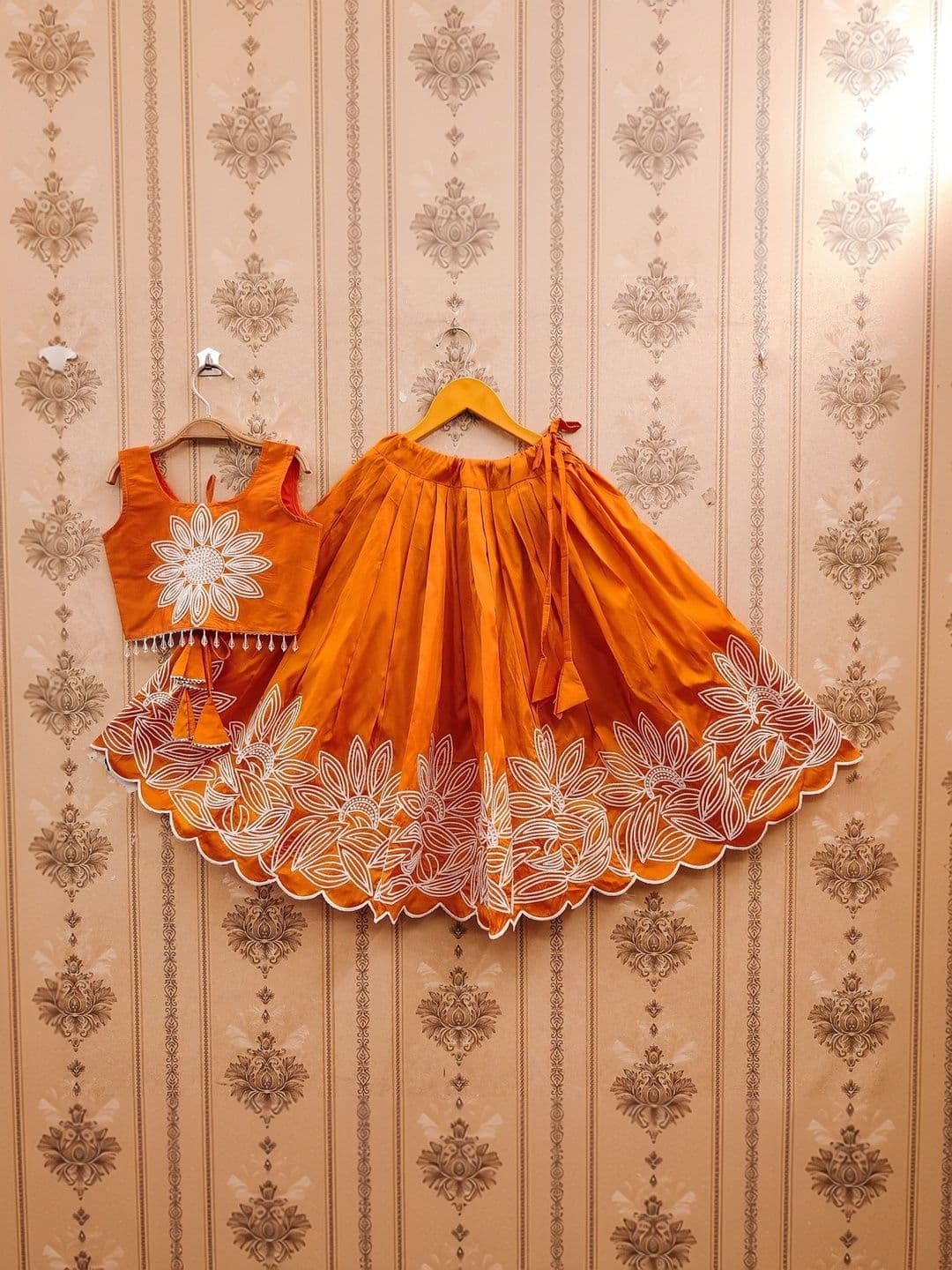 Sangria Girls Embroidered Round Neck Flared Lehenga With Choli - view 1