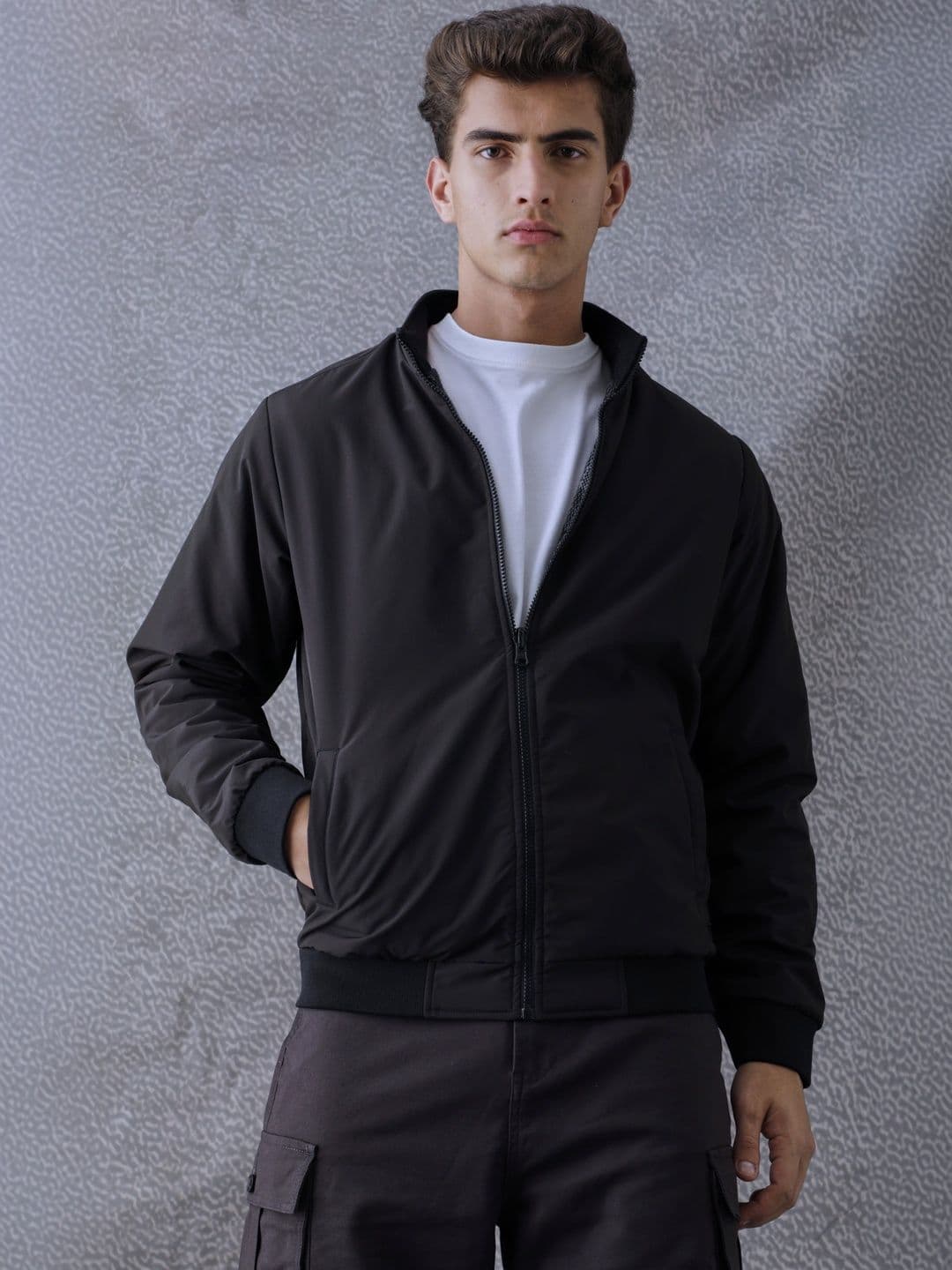 VOLTEDGE Men Checked Reversible Bomber Jacket - view 1