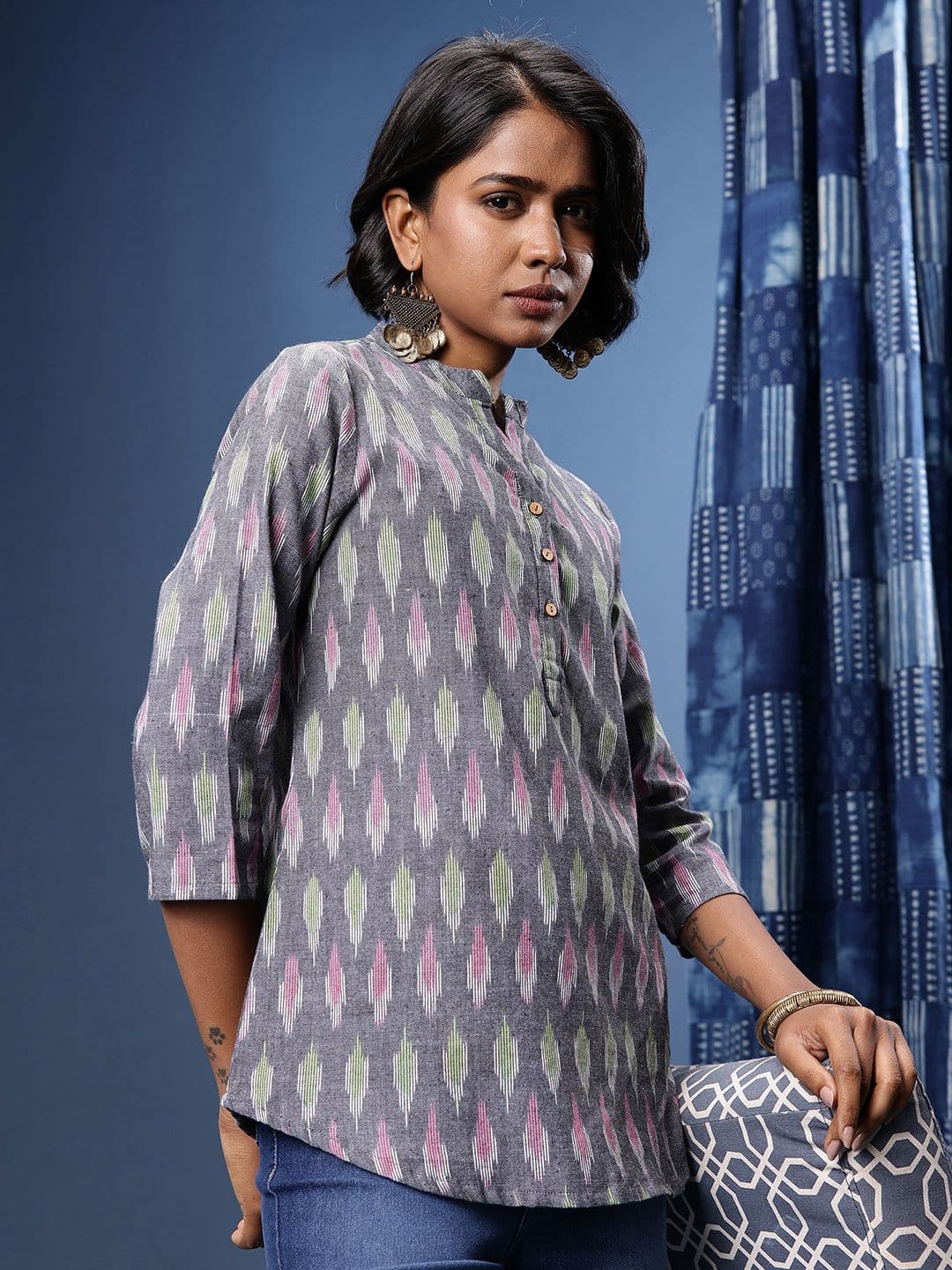 Taavi Ikat Woven Design Kurti - view 1