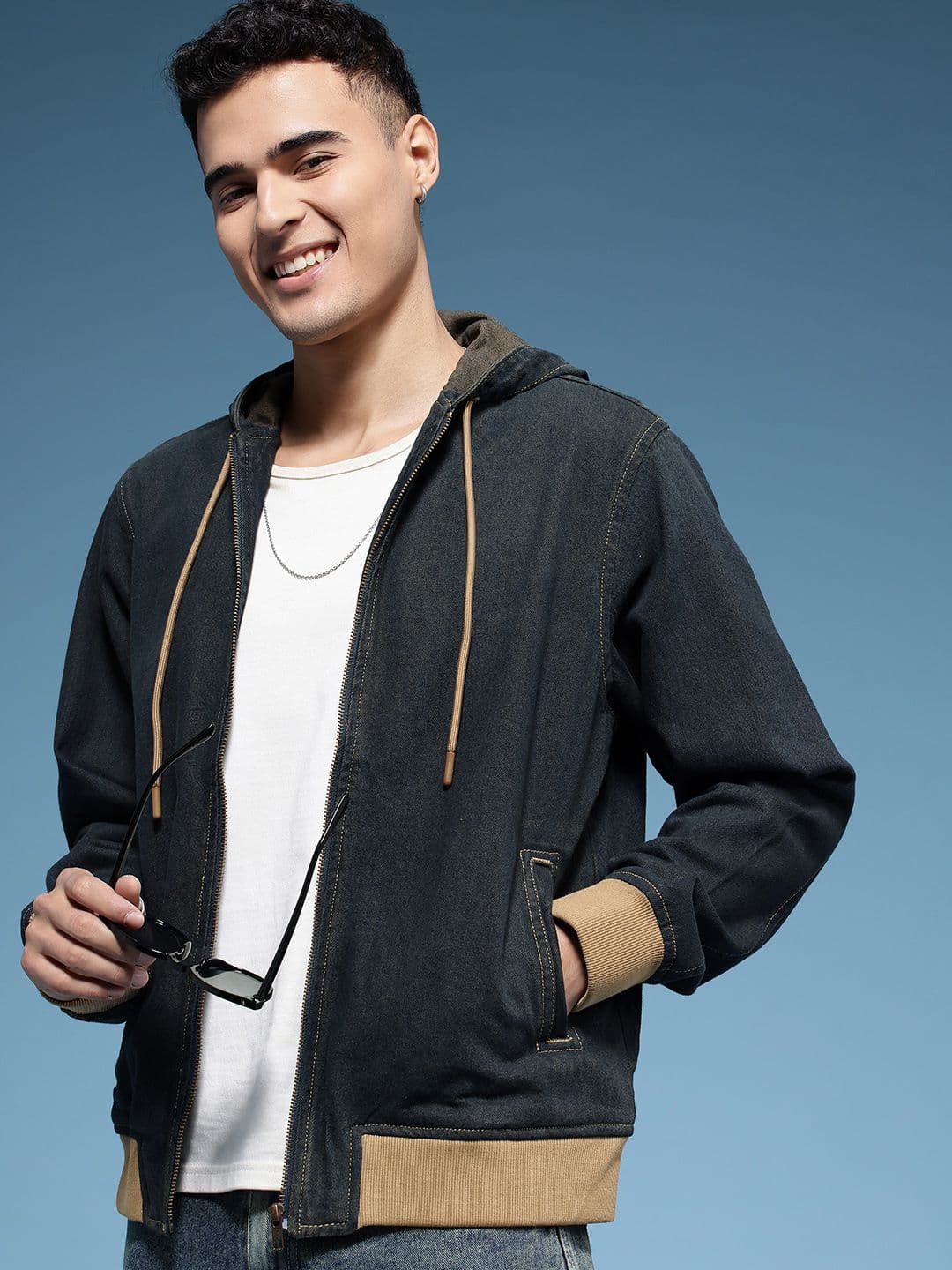HERE&NOW Pure Cotton Hooded Bomber Jacket - view 1