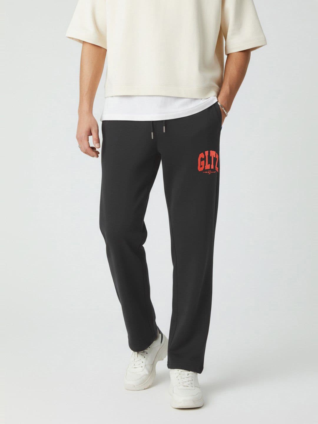 glitchez Men Typography Printed Mid-Rise Relaxed Fit Track Pants - view 1