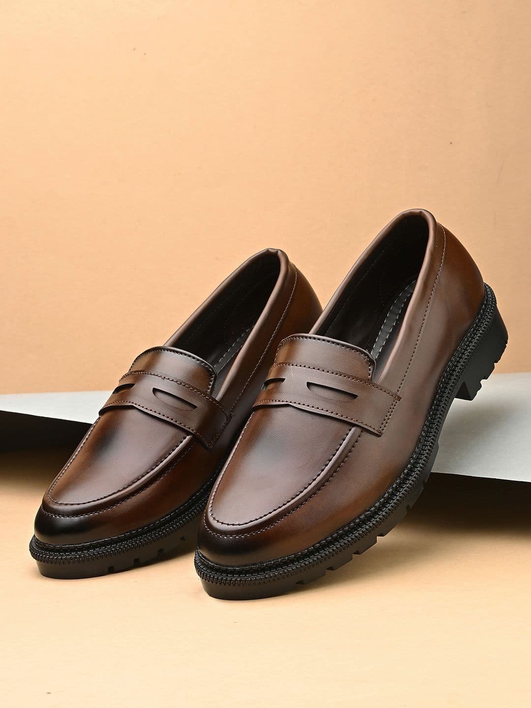 INVICTUS Men Leather Round Toe Slip-On Loafers Formal Shoes - view 1
