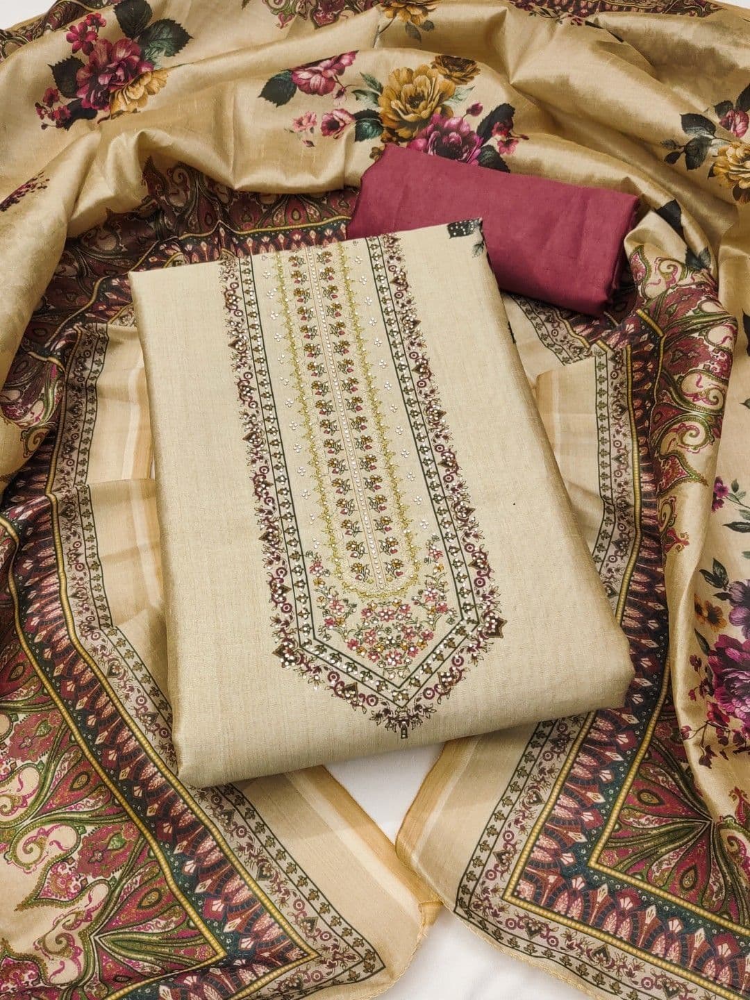 Nayanthara Trends Embroidered Unstitched Dress Material - view 1
