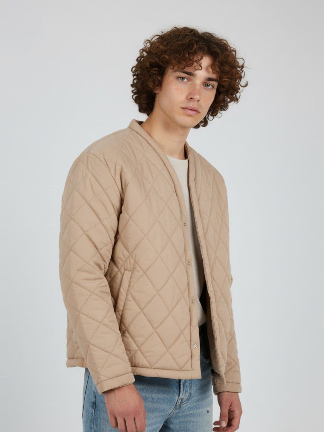 glitchez Collarless Quilted Jacket - view 1