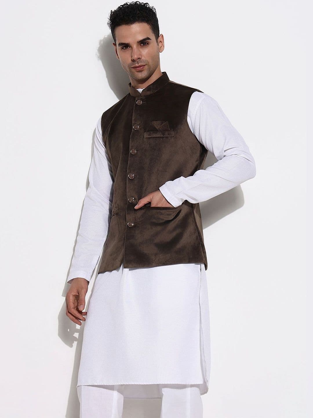 SHOWOFFFF Slim-Fit Mandarin Collar Nehru Jacket - view 1