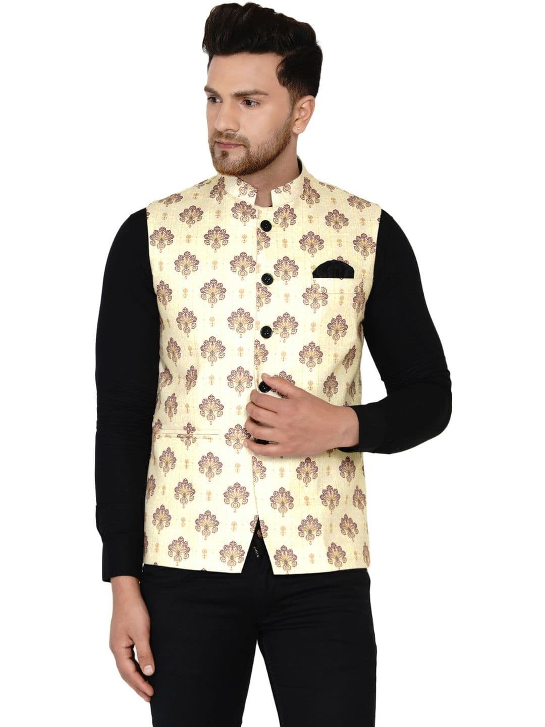 VEERA PARIDHAAN Printed Cotton Nehru Jacket - view 1