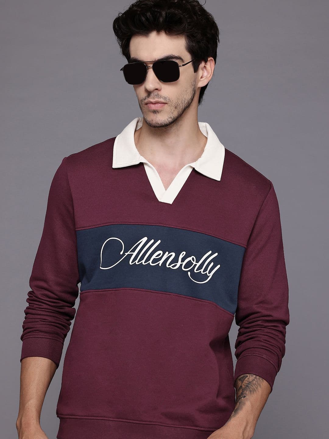 Allen Solly Brand Logo Printed Colourblocked Sweatshirt - view 1