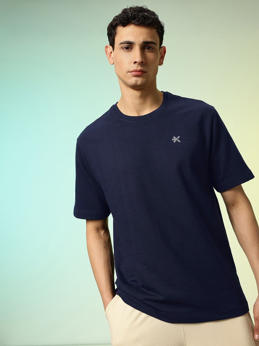 HRX by Hrithik Roshan Round Neck Rapid-Dry Drop-Shoulder Sleeves Knitted Casual T-shirt - view 1