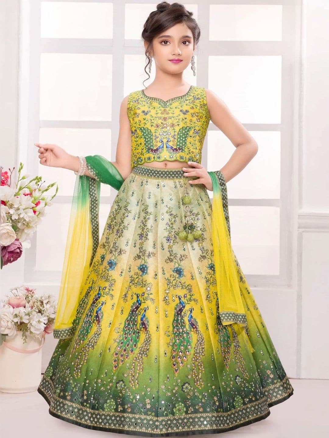 KL9KIDS Girls Embellished Sequinned Semi-Stitched Lehenga & Blouse With Dupatta - view 1