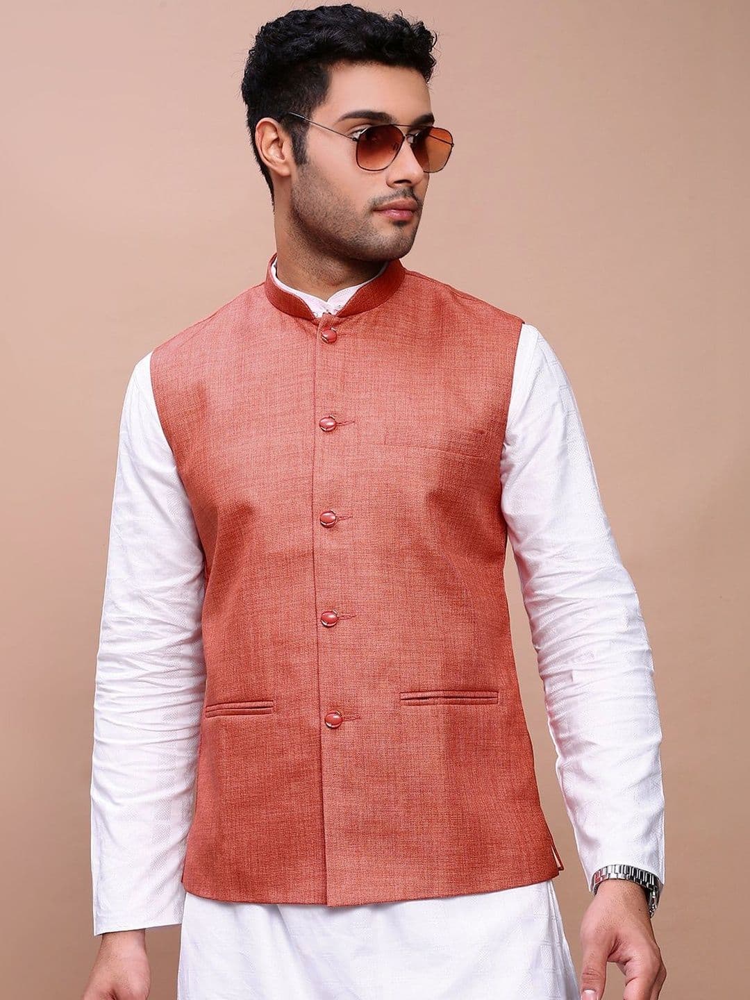 SHOWOFFFF Slim Fit Mandarin Collar Nehru Jacket - view 1