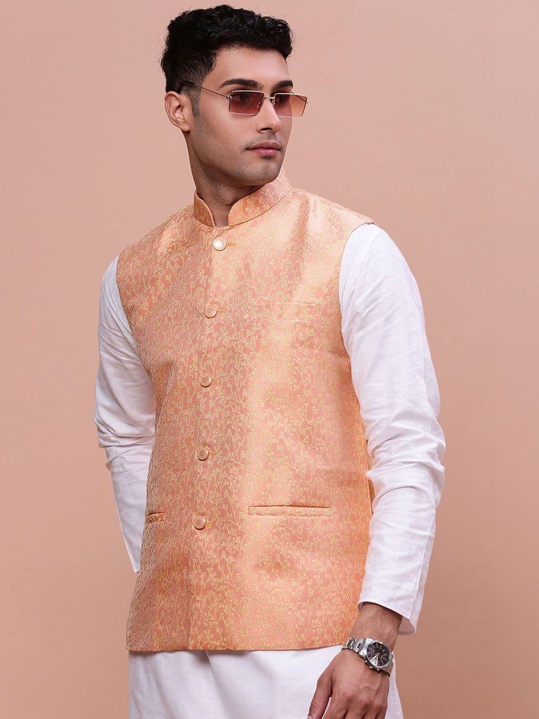 SHOWOFFFF Slim-Fit Mandarin Collar Nehru Jacket - view 1
