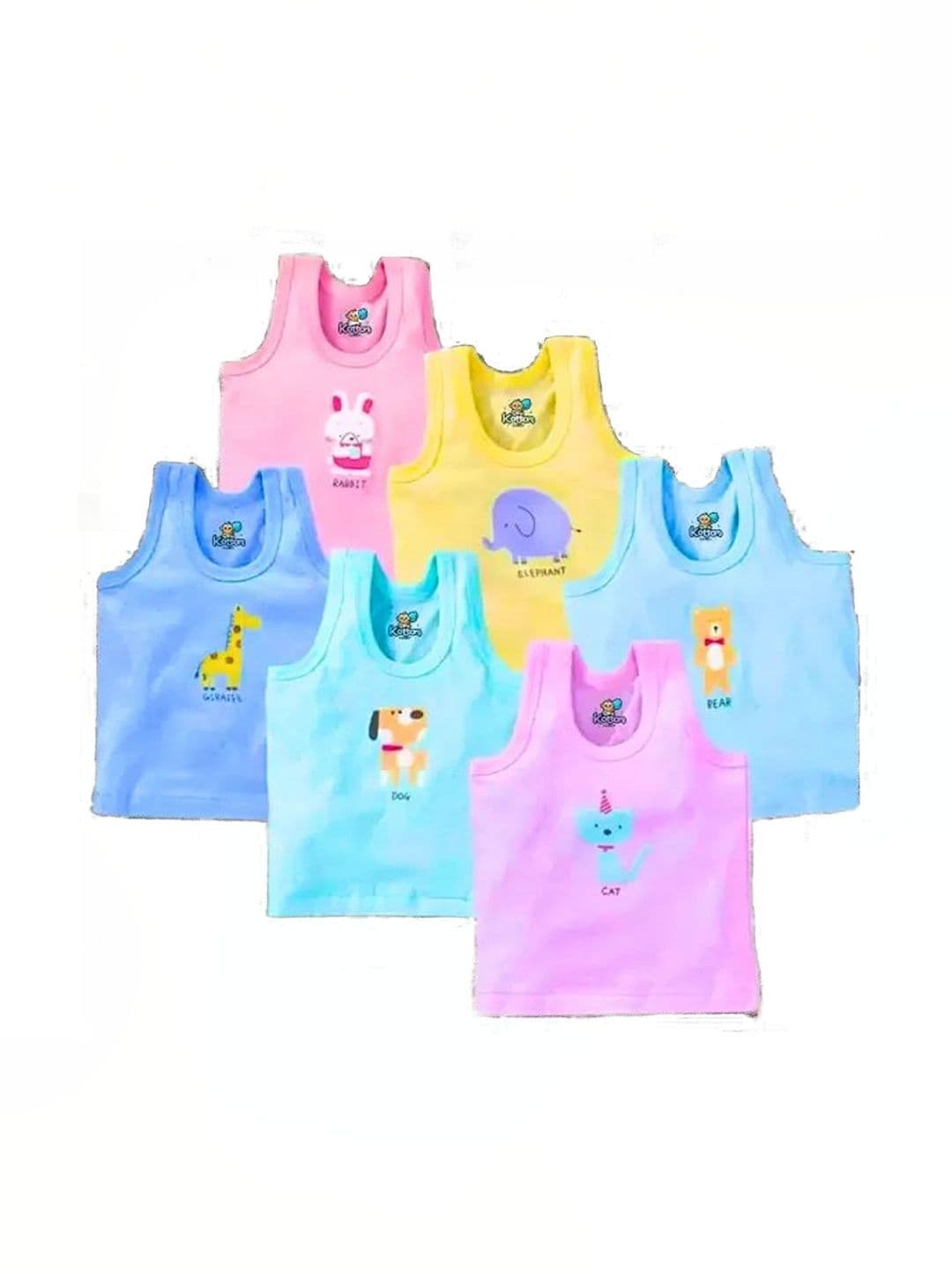 NTA Infants Boys Pack of 6 Printed Pure Cotton Vests - view 1