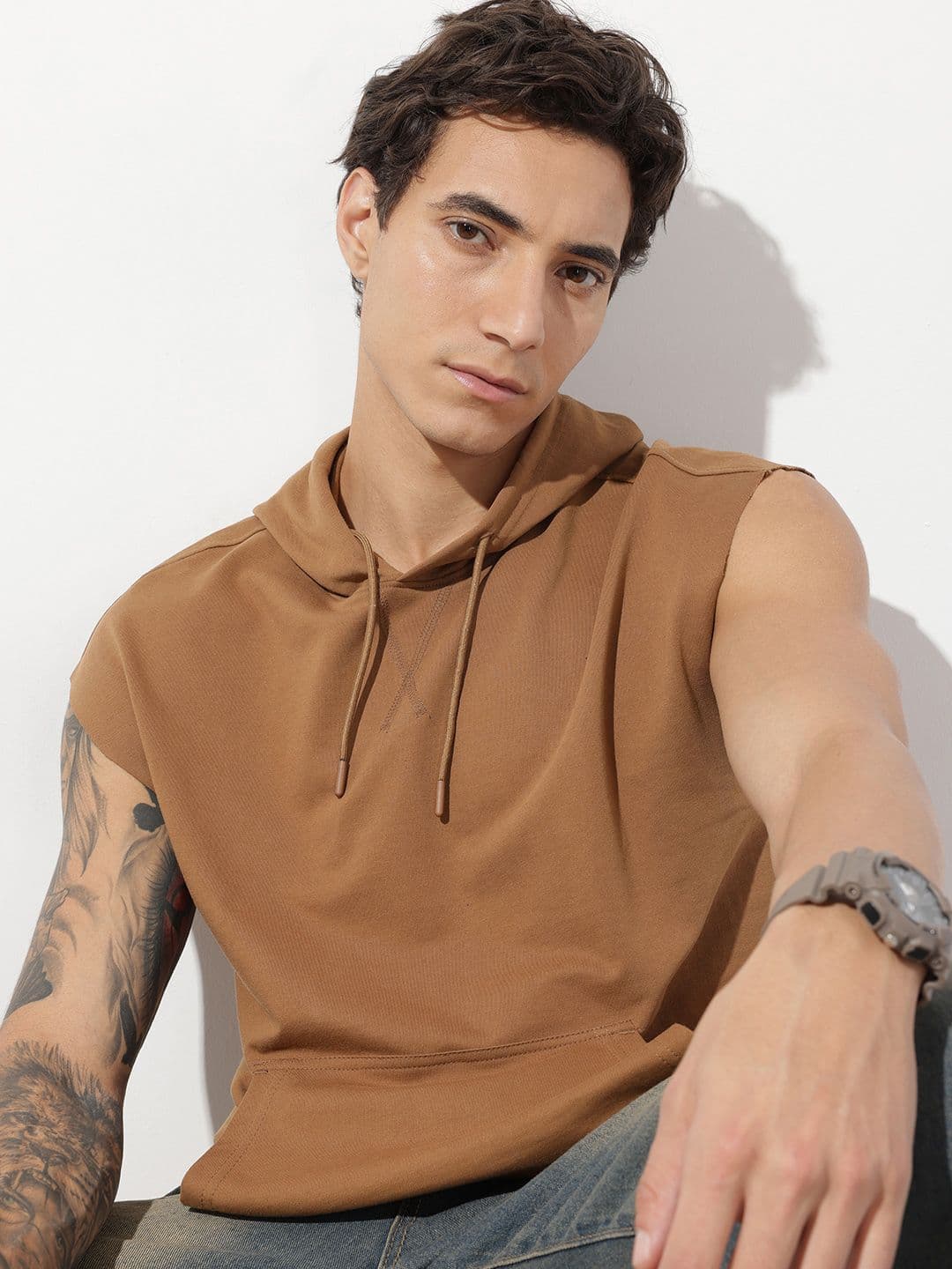 The Roadster Lifestyle Co. Sleeveless Relaxed Fit Hooded Sweatshirt - view 1