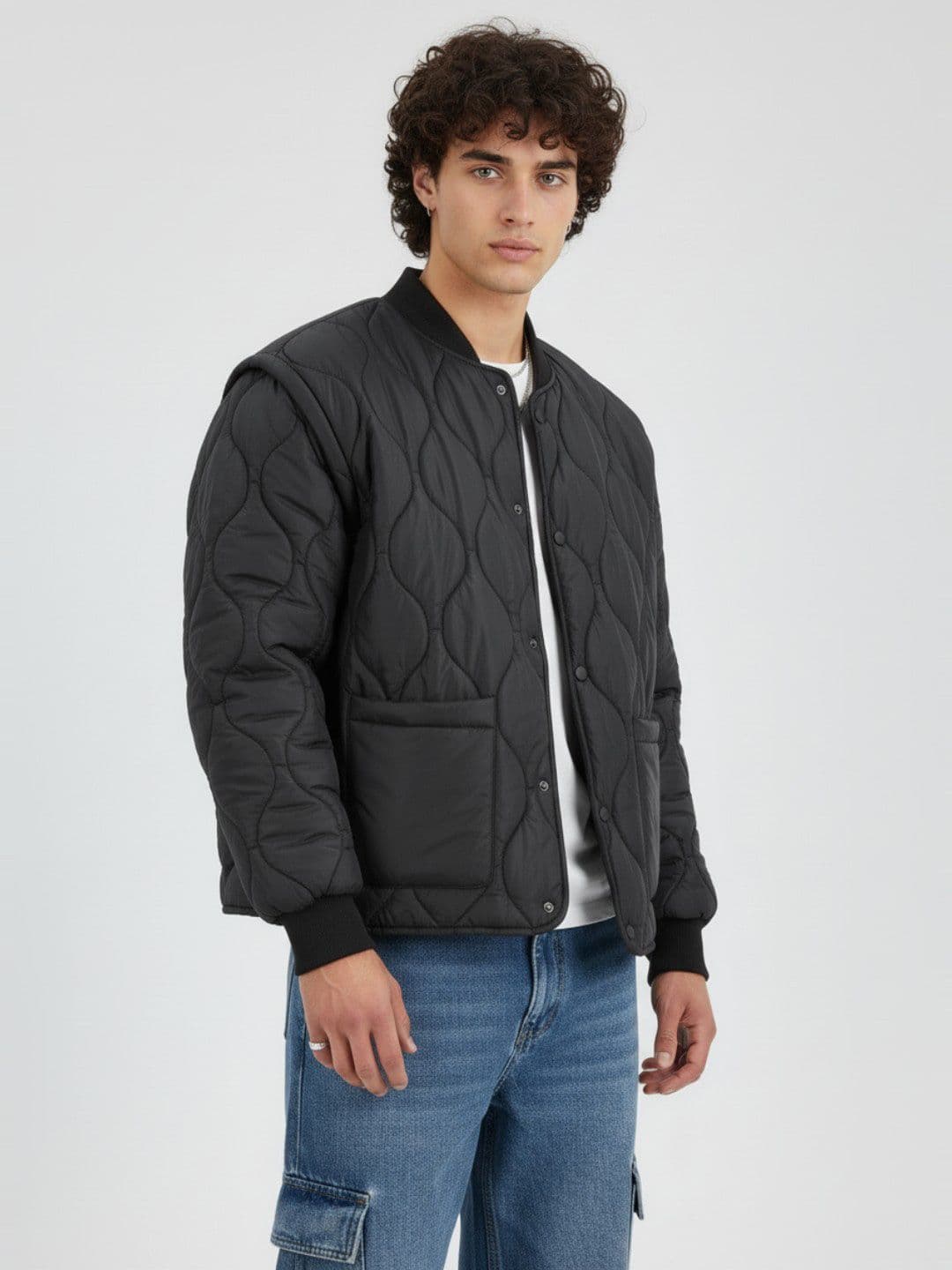 glitchez Stand Collar Quilted Jacket - view 1