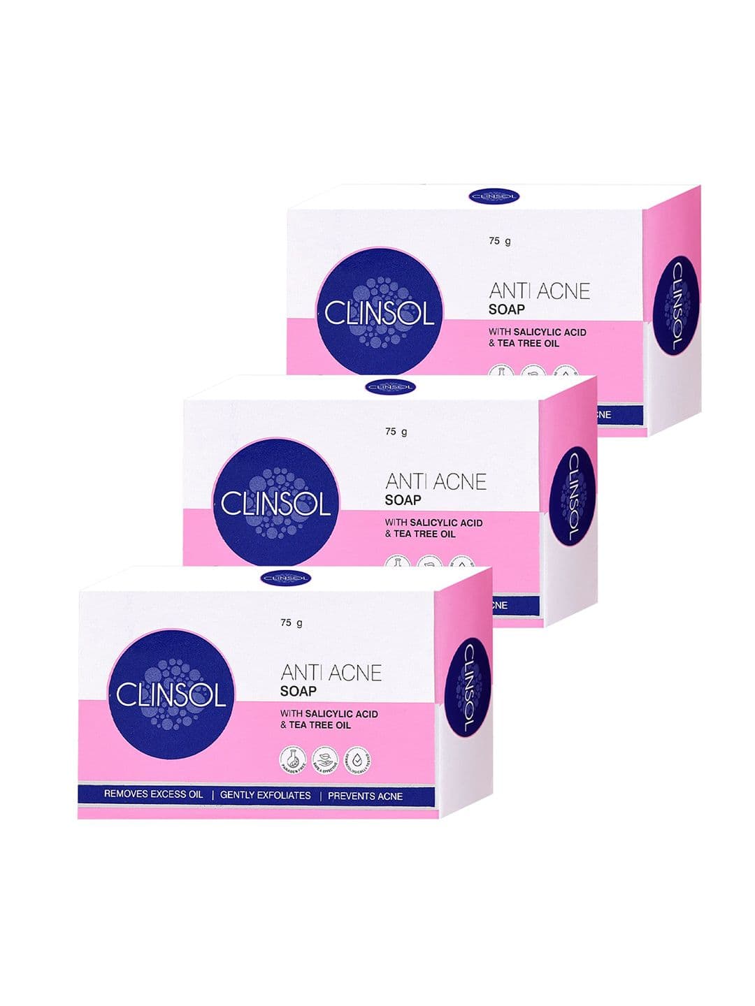 Leeford Set Of 3 Clinsol Anti Acne Soap - 75 g Each - view 1