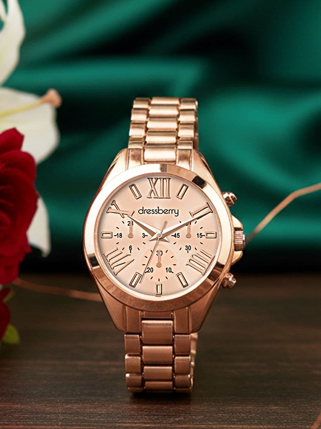 DressBerry Women Patterned Dial & Bracelet Style Straps Analogue Watch HOBDB-001R-RG - view 1