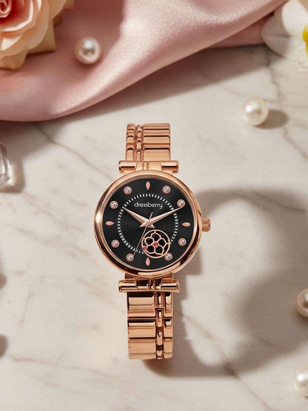 DressBerry Women Embellished Dial & Bracelet Style Straps Analogue Watch HOBDB-004-BK - view 1