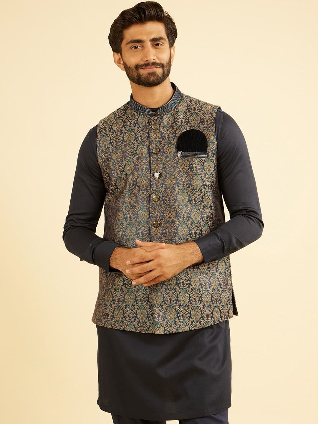 Manyavar Men Embroidered Nehru Jacket - view 1