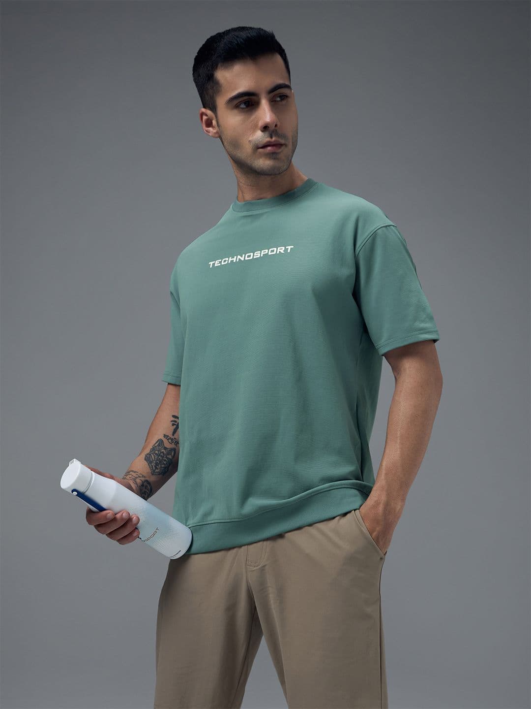 Technosport Men Typography Printed Anti Static Slim Fit T-shirt - view 1