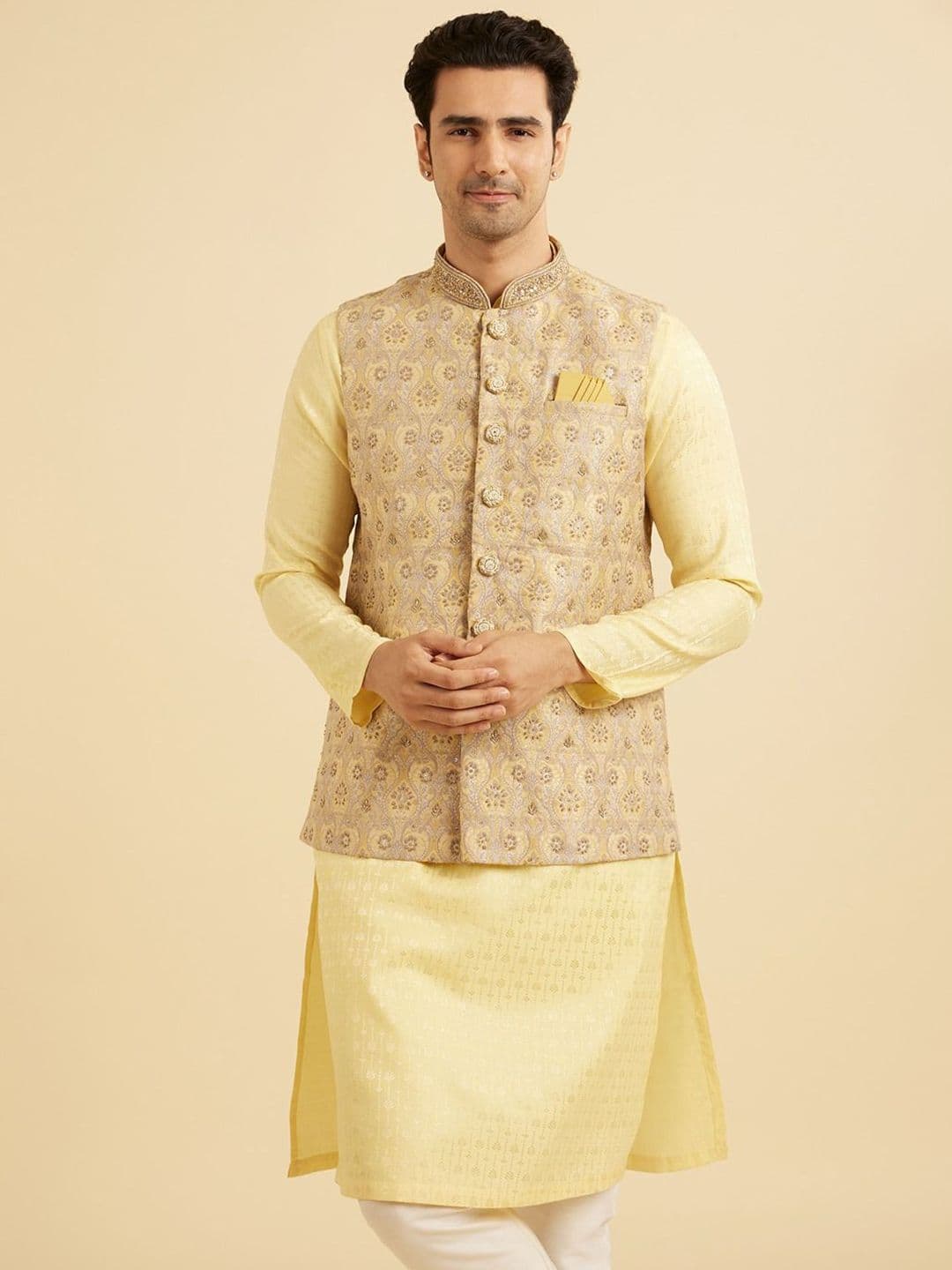 Manyavar Men Embroidered Nehru Jacket - view 1