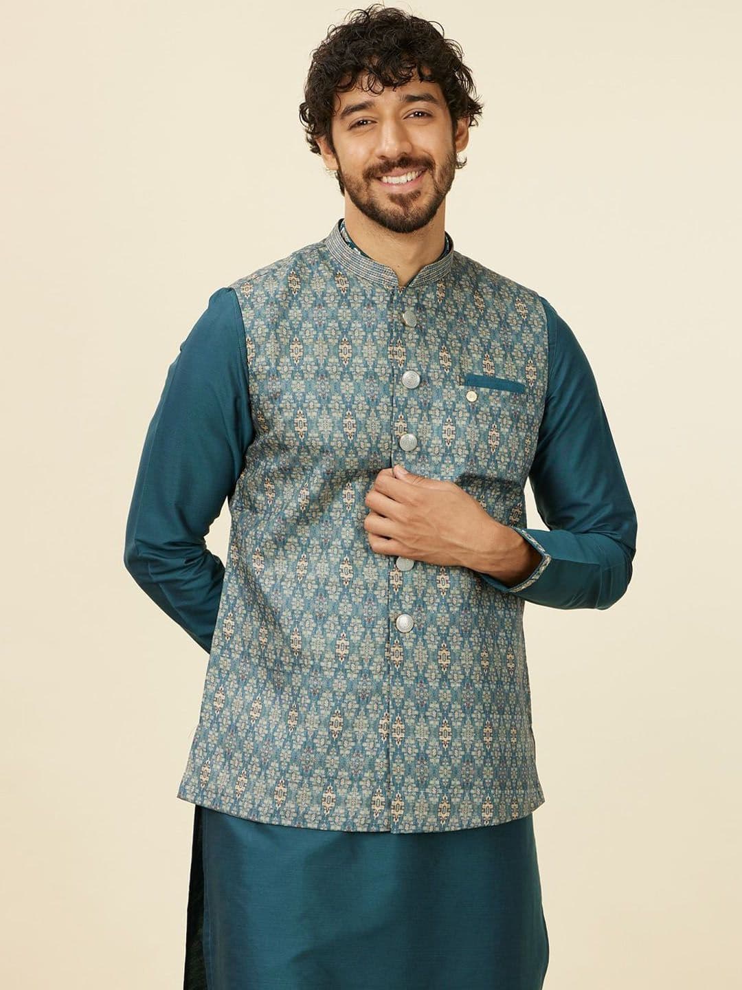 Manyavar Printed Nehru Jacket - view 1