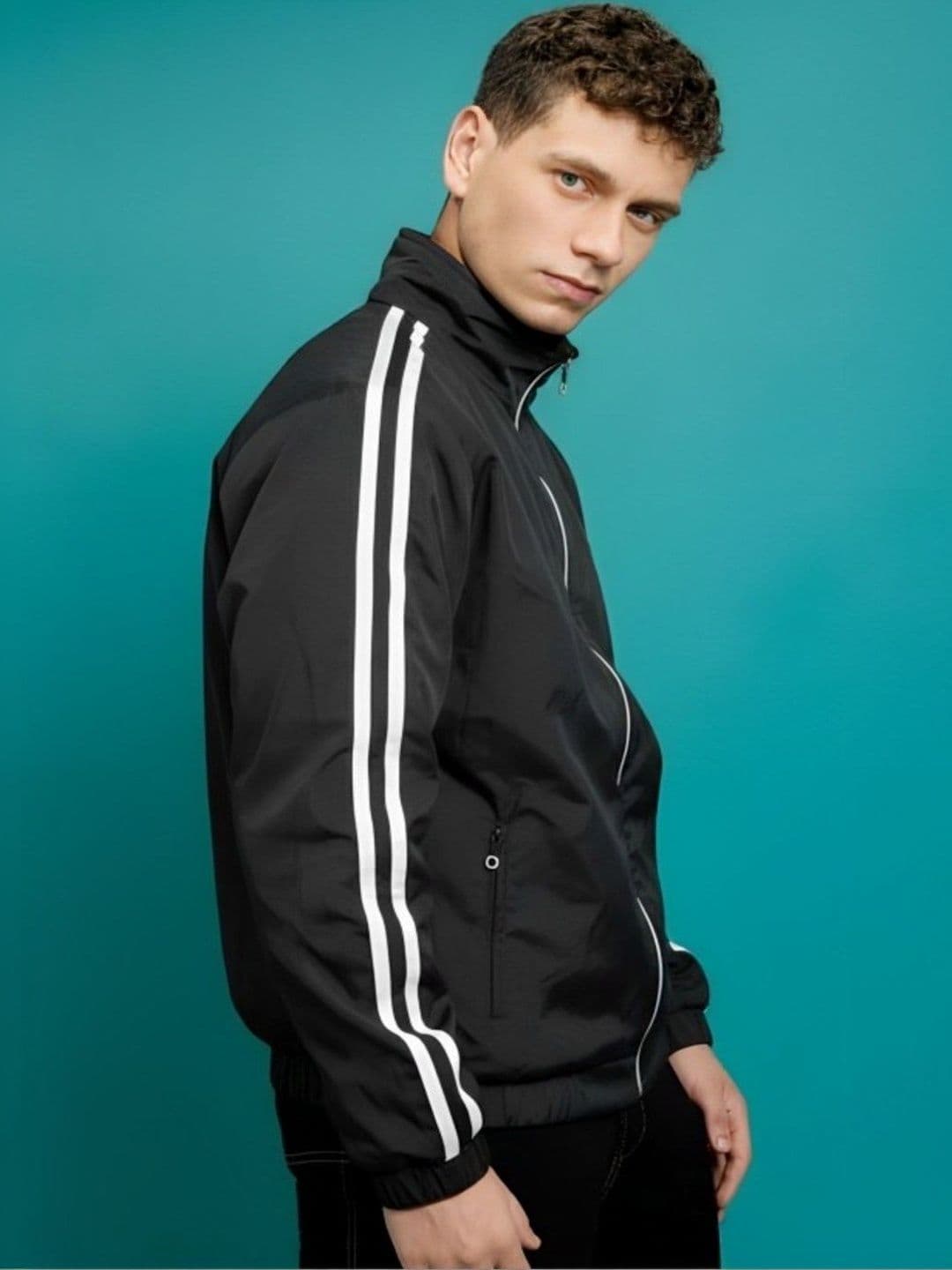 THE FASHION HUB Men Striped Lightweight Sporty Jacket - view 1