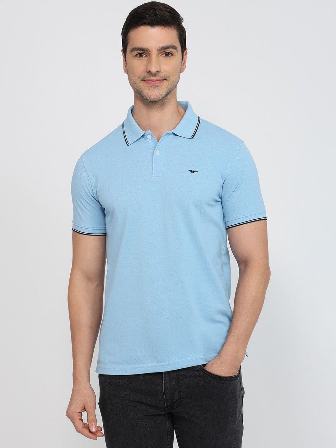 ColorPlus Men Brand Logo Polo Collar Pockets Slim Fit T-shirt - view 1