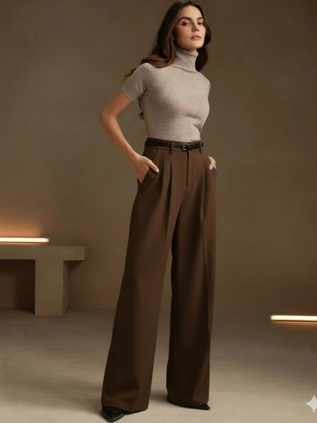 BROADSTAR Women Smart Loose Fit High-Rise Easy Wash Pleated Trousers - view 1