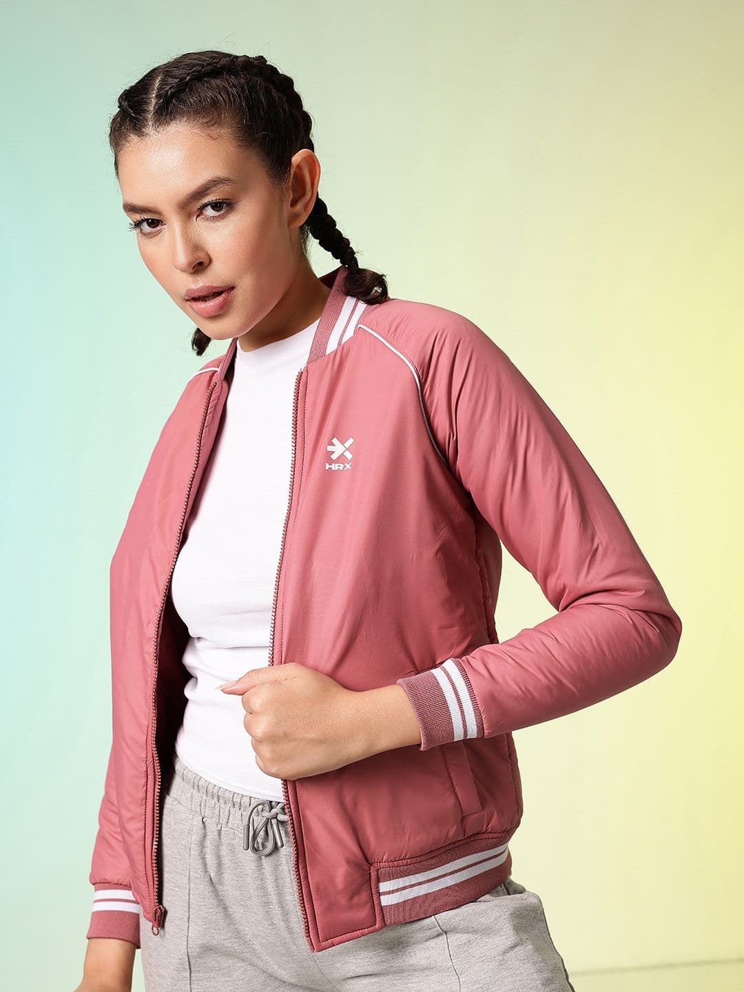 HRX by Hrithik Roshan Striped Padded Bomber Jacket - view 1