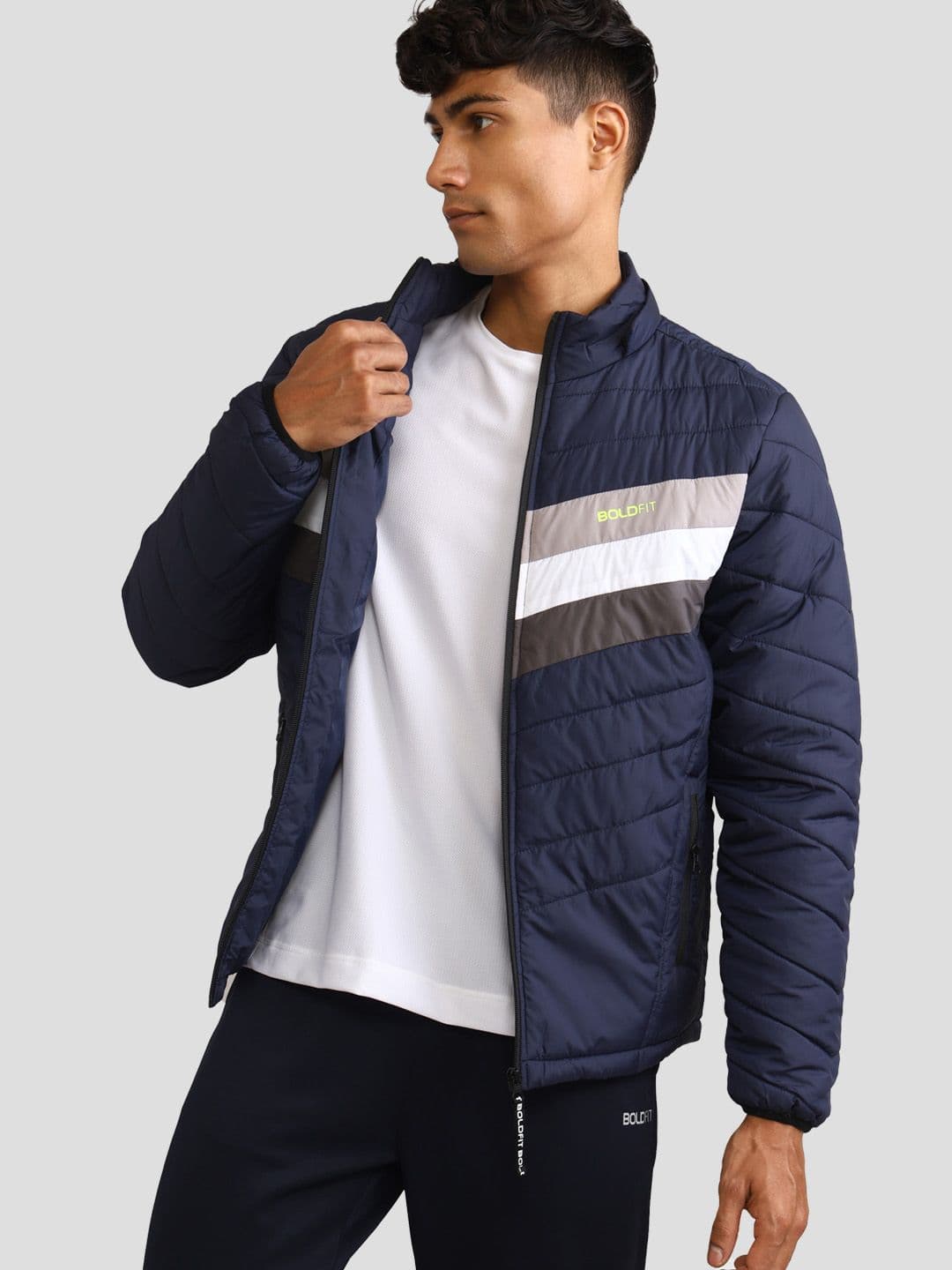 BOLDFIT Colourblocked Outdoor Detachable Hooded Padded Jacket - view 1